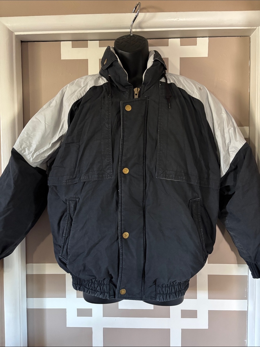RARE Vintage Mighty-Mac “Norsac” Duck Down Winter Jacket, Sz M GRAPHIC PATCH